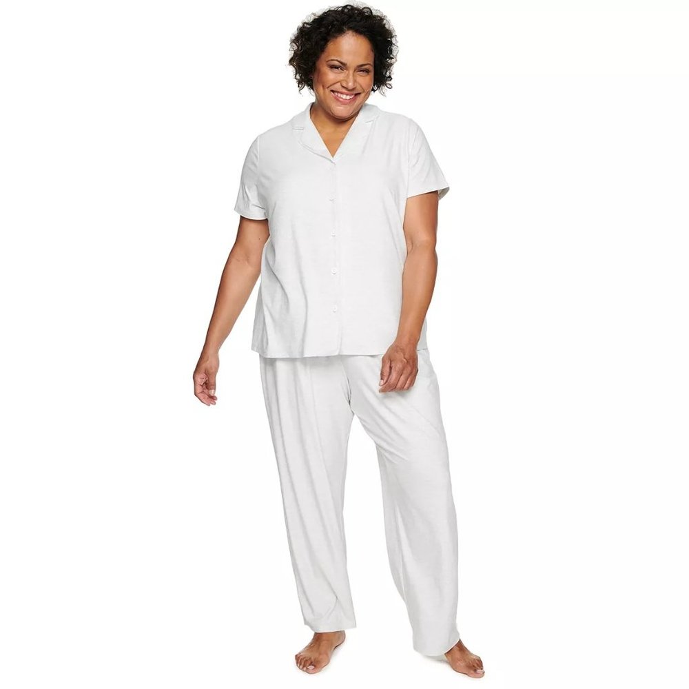 Plus Size Croft & Barrow Short Sleeve Pajama Shirt & Pants Set SZ 3XL NWT